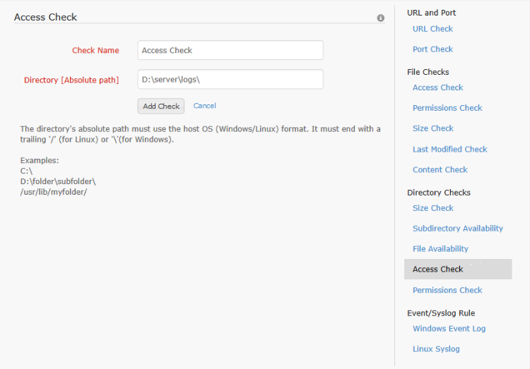 Directory Check - Access check