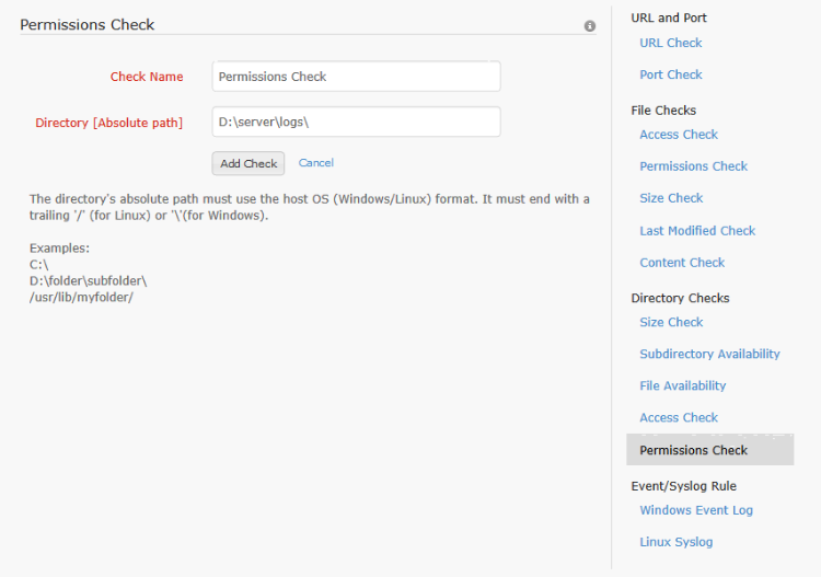Directory Check - Permissions check