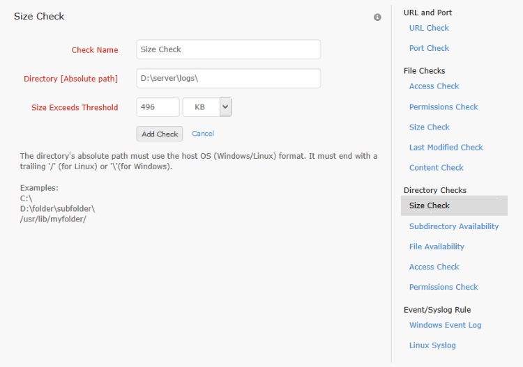 Directory Check - Size check