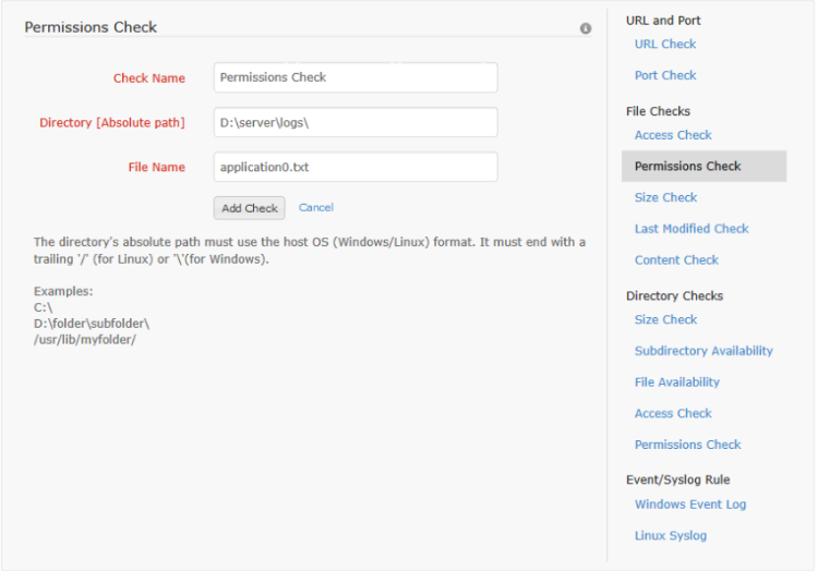 File Check - Permissions check