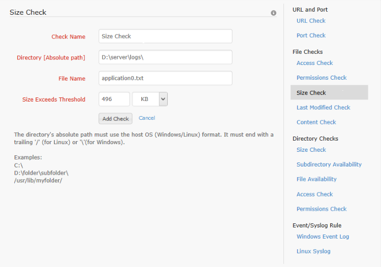 File Check - Size check