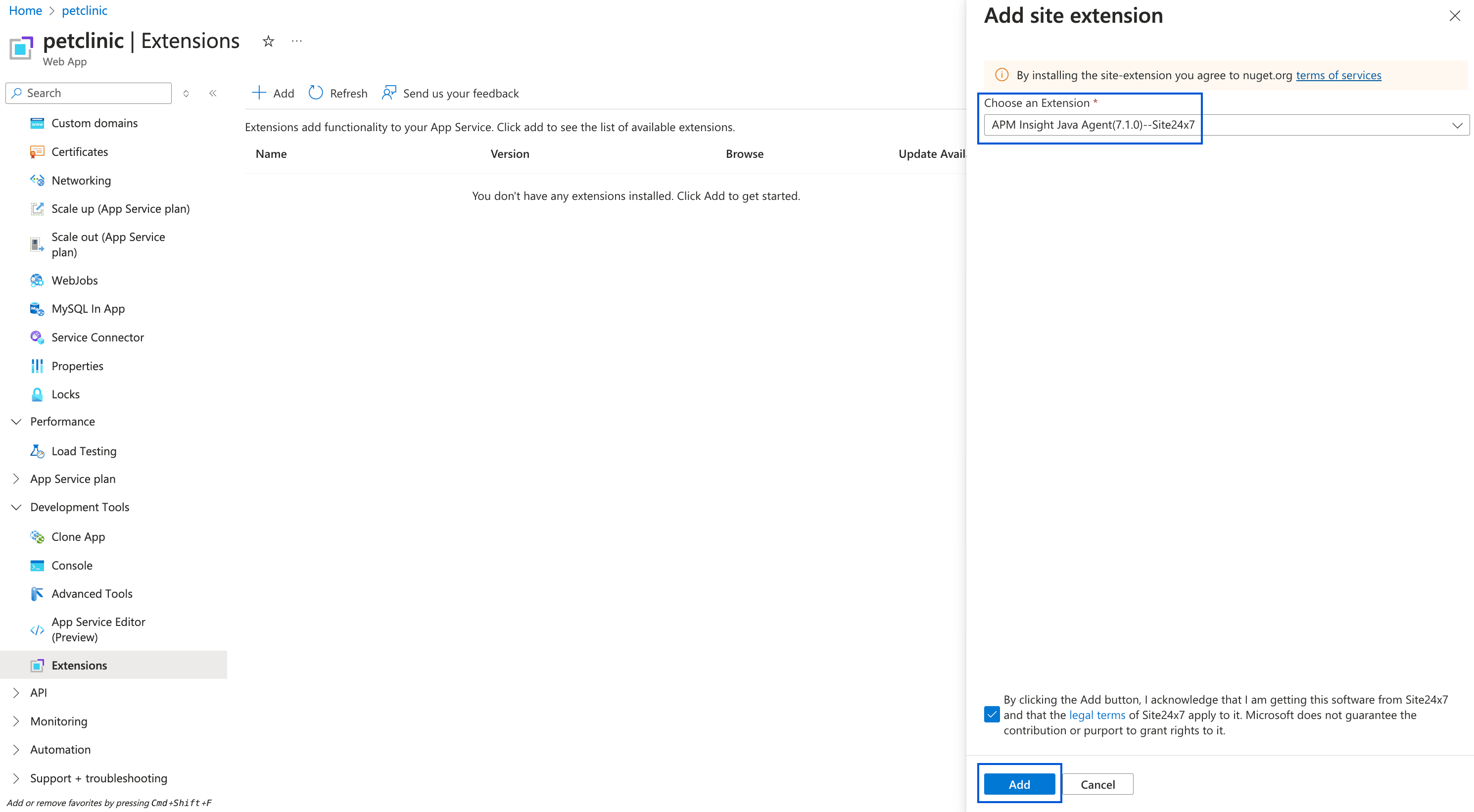 Add site extension