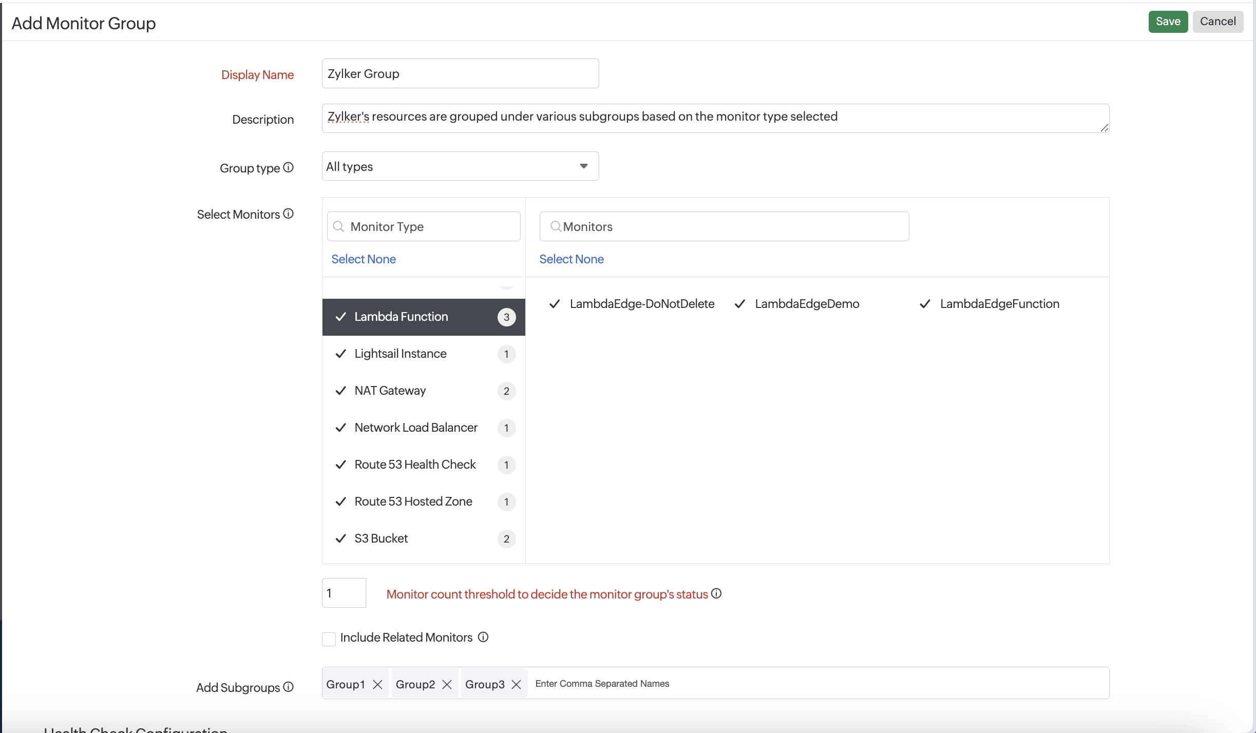 adding monitor group