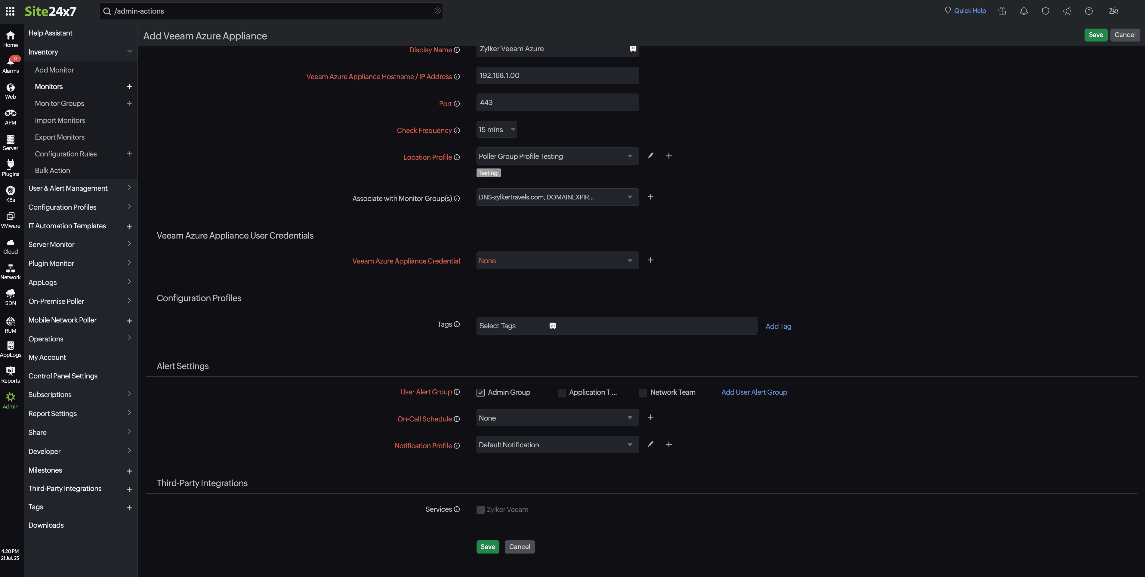 Add Veeam monitor