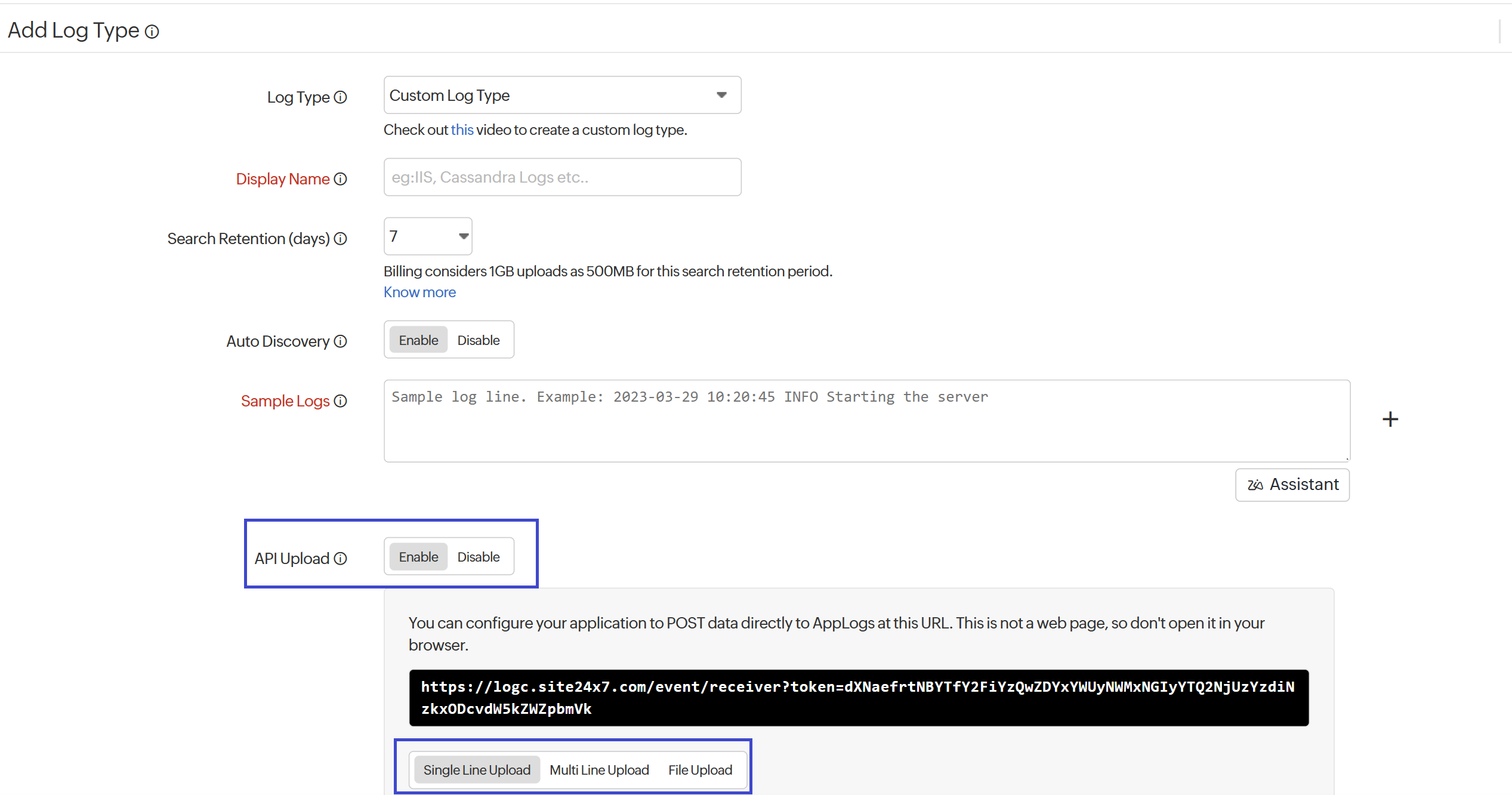 applogs-enable-api-upload Enable API upload