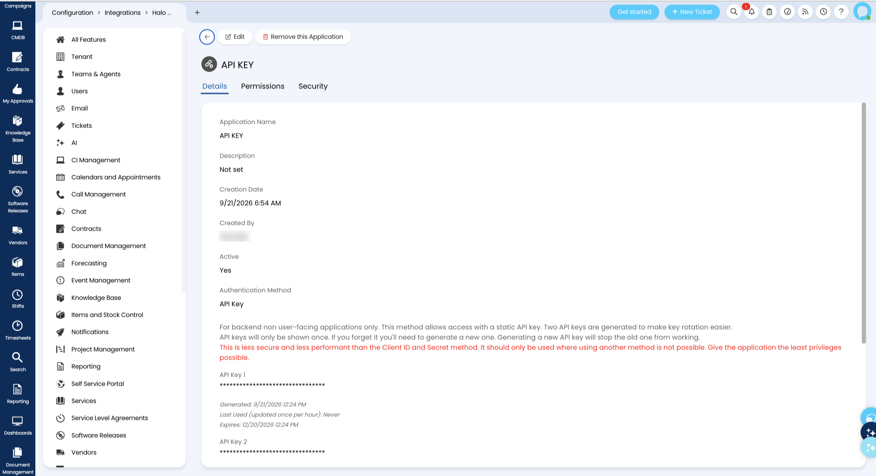 HaloISM API Key