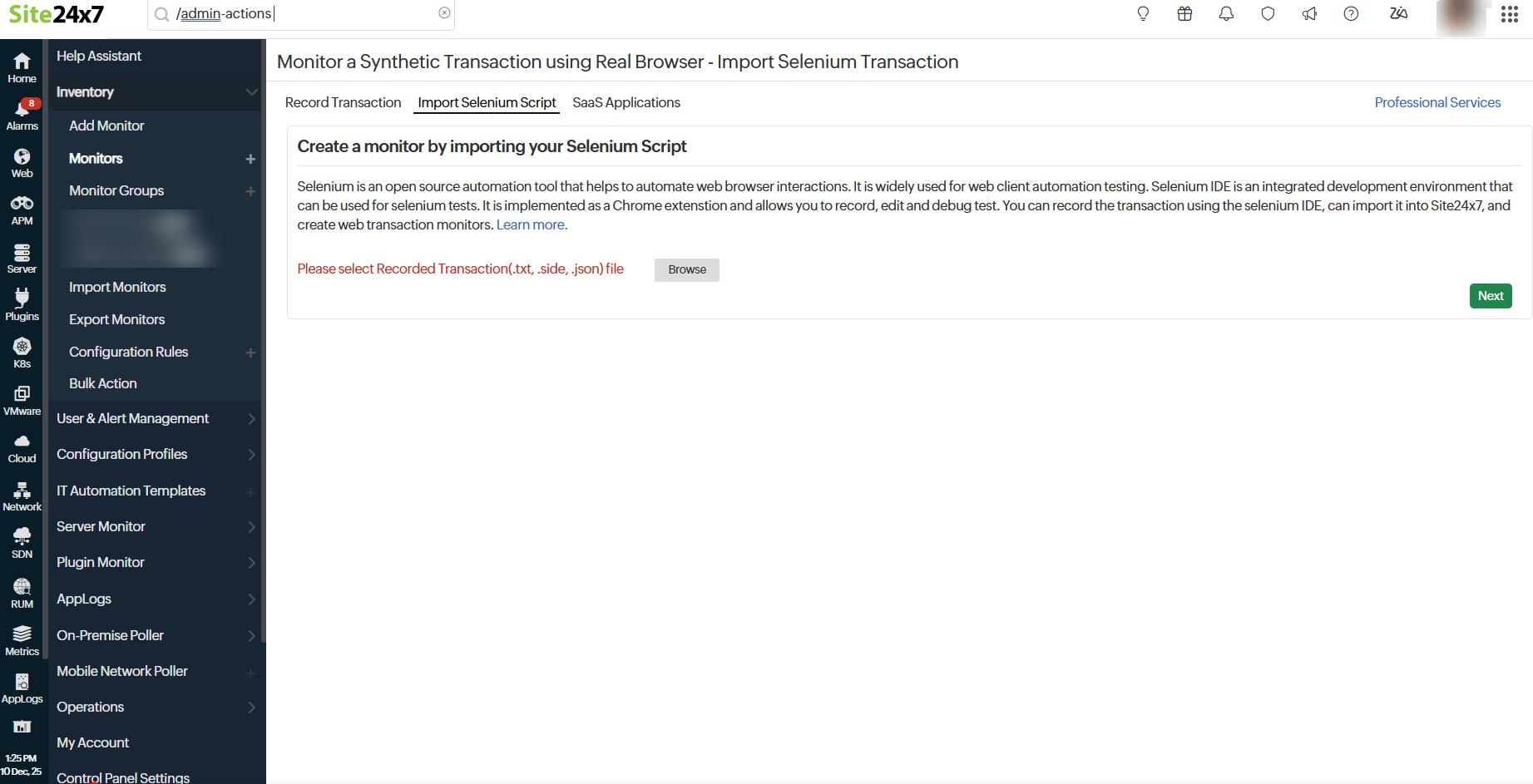 Import Selenium Monitor