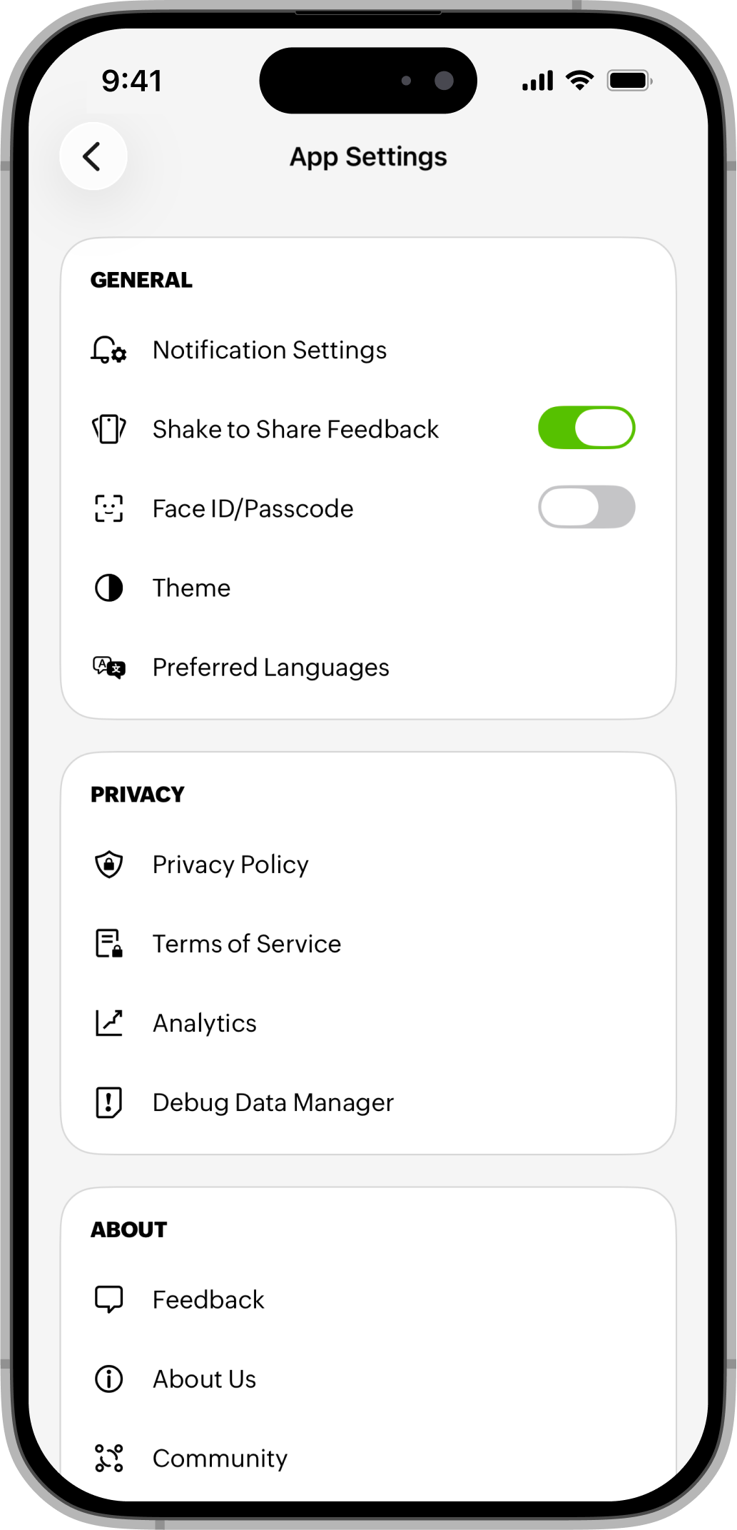 iOS App Settings