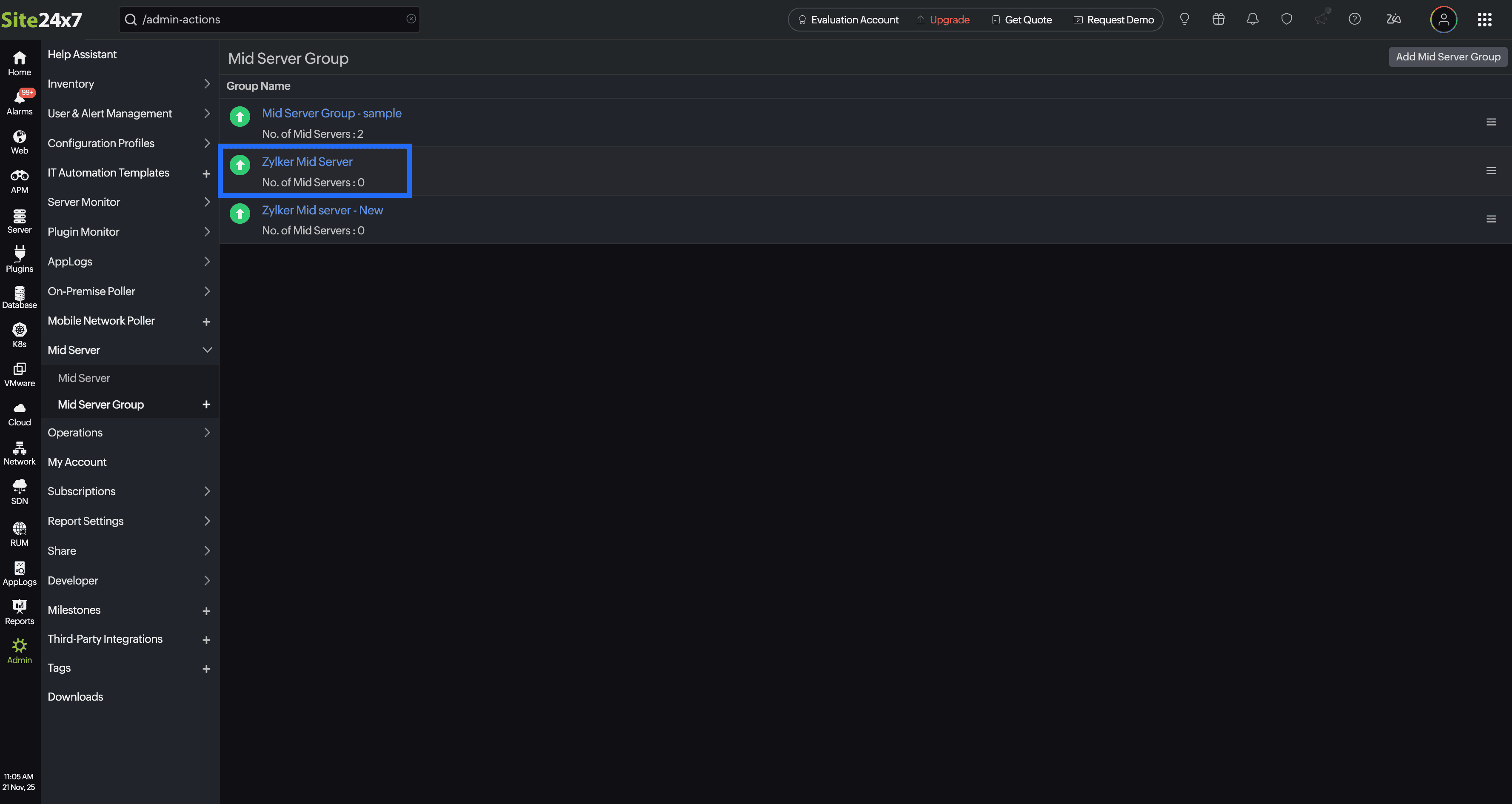 List Mid-servers