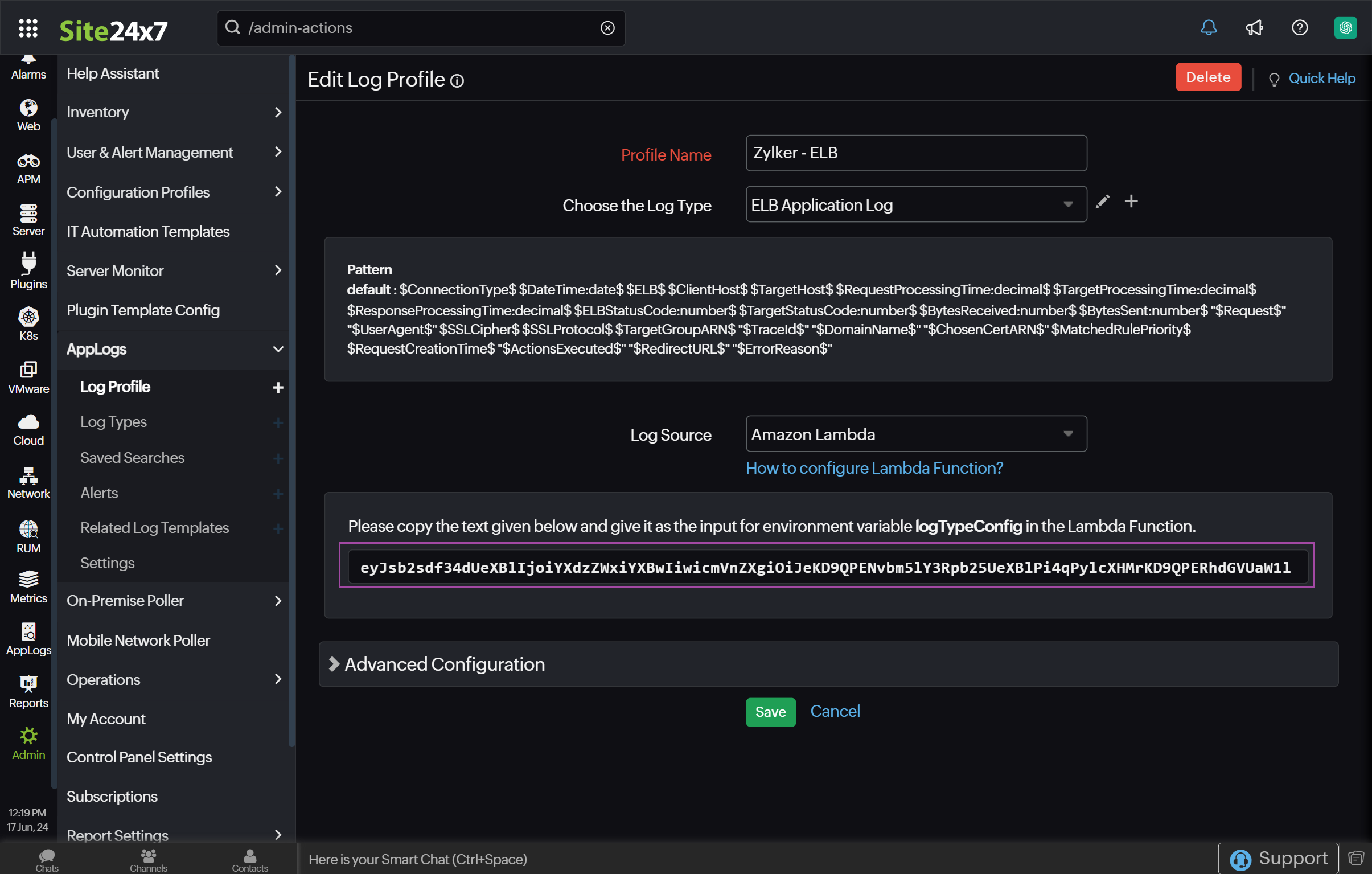 logtypeconfig-aws LogTypeConfig