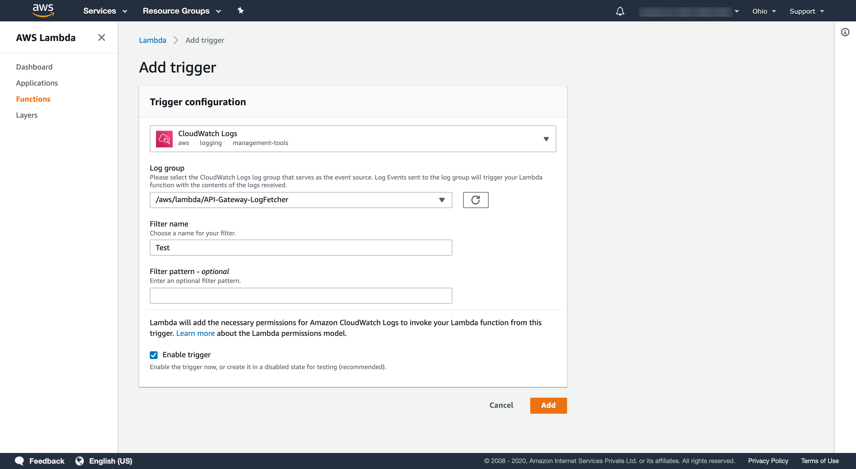 managed-ad-cloudwatch-trigger Trigger configuration