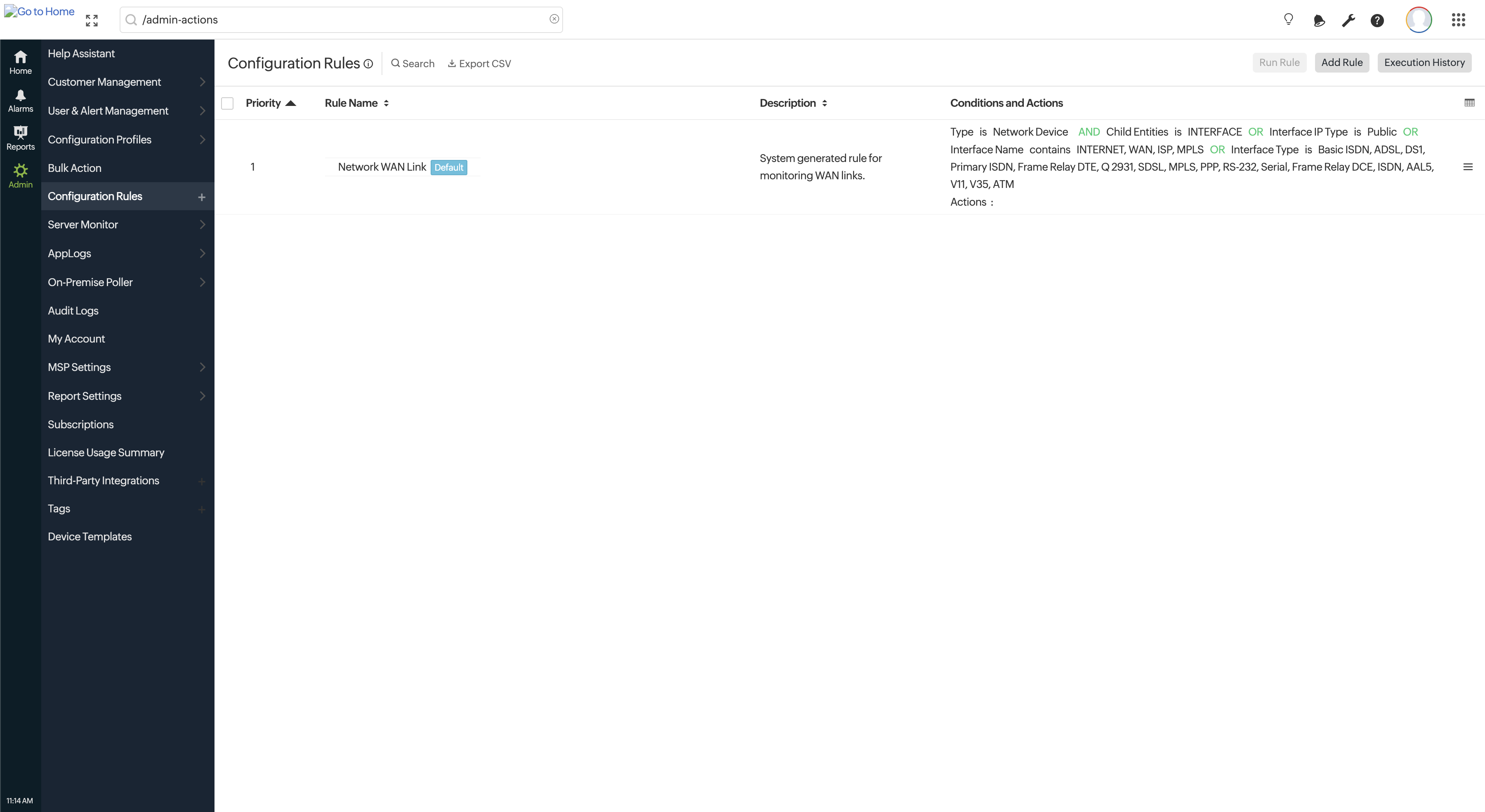 Configuation Rules Listing
