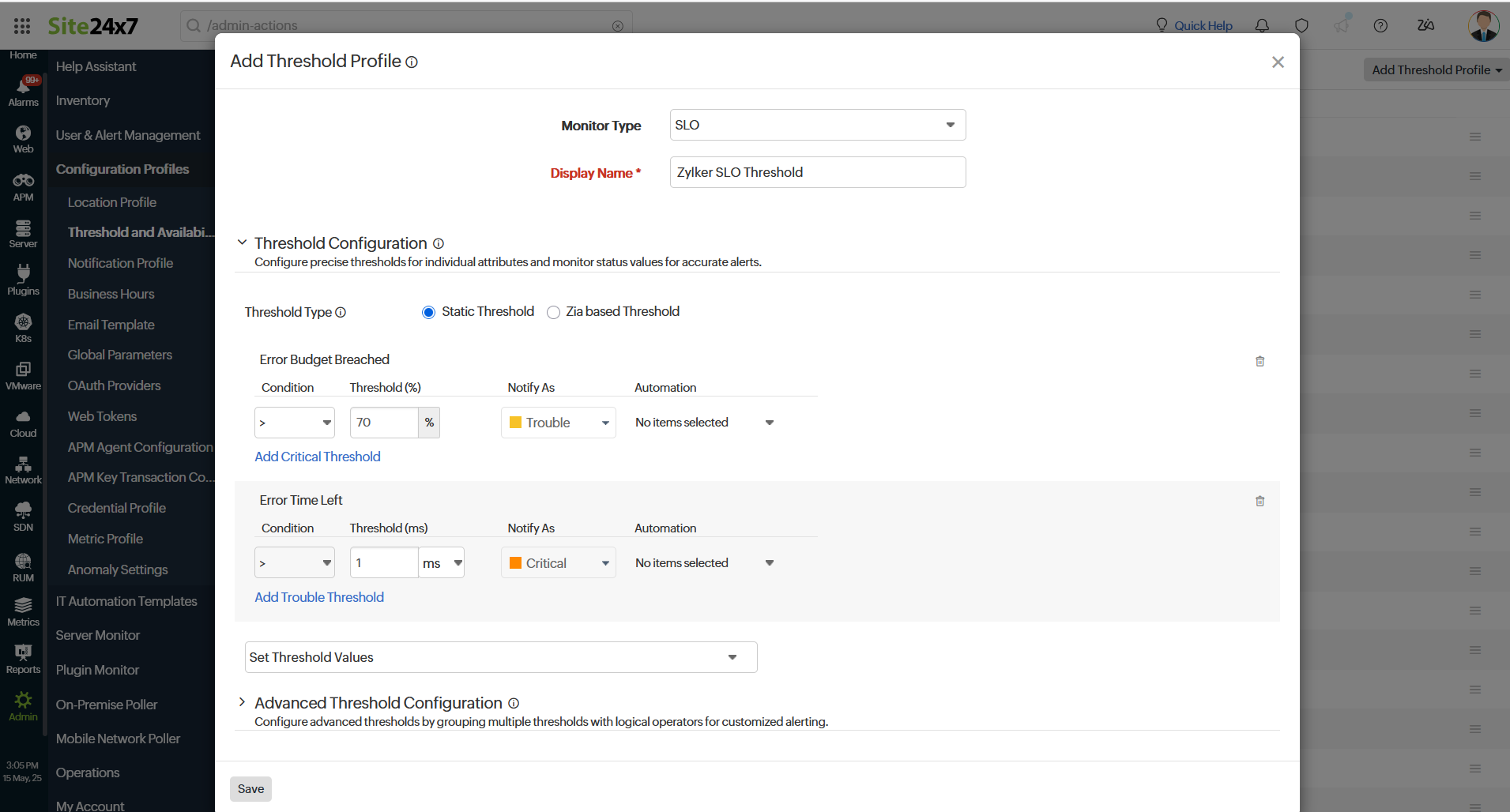 SLO Add Threshold