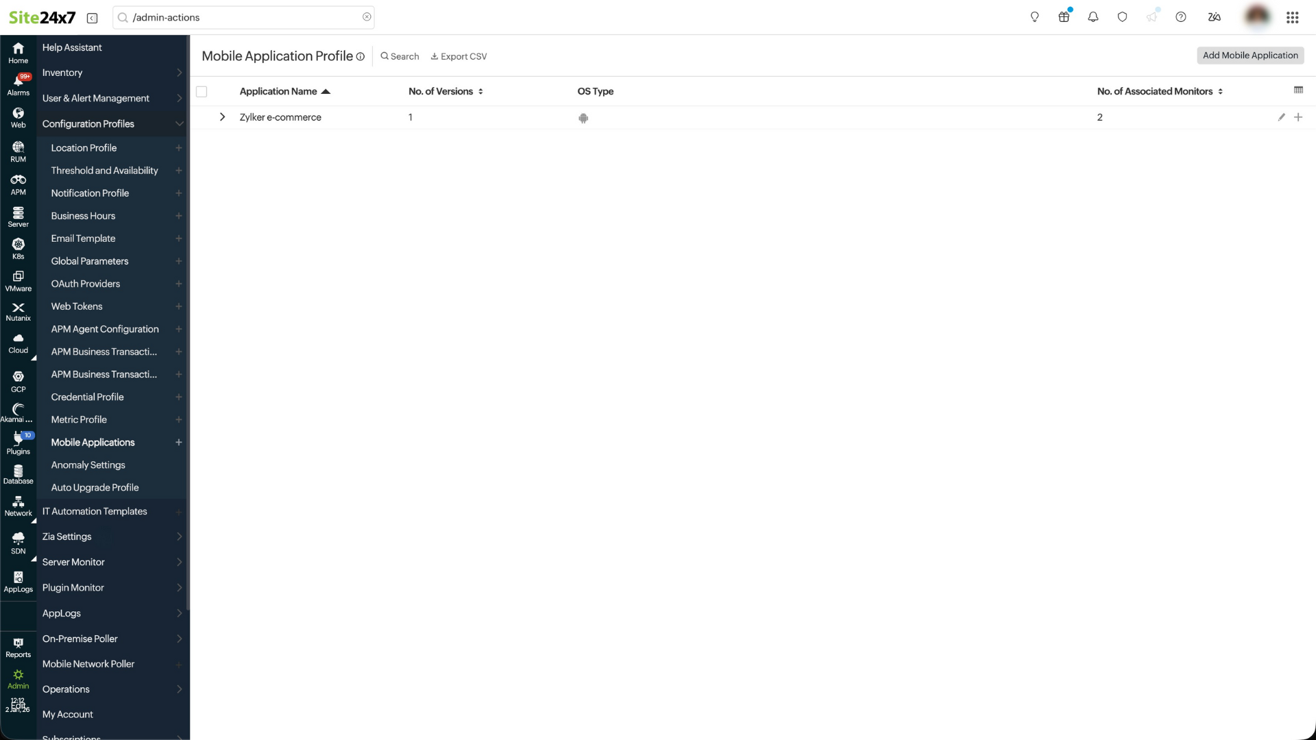 Mobile Application Profile - View