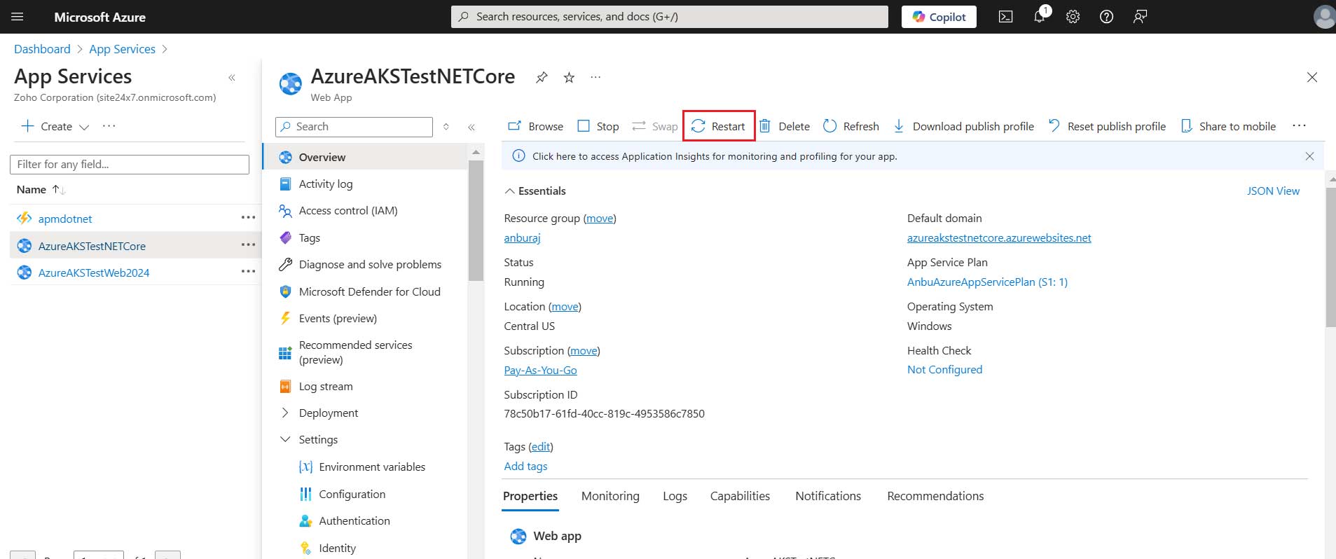 azure-ins-stepseven Restart