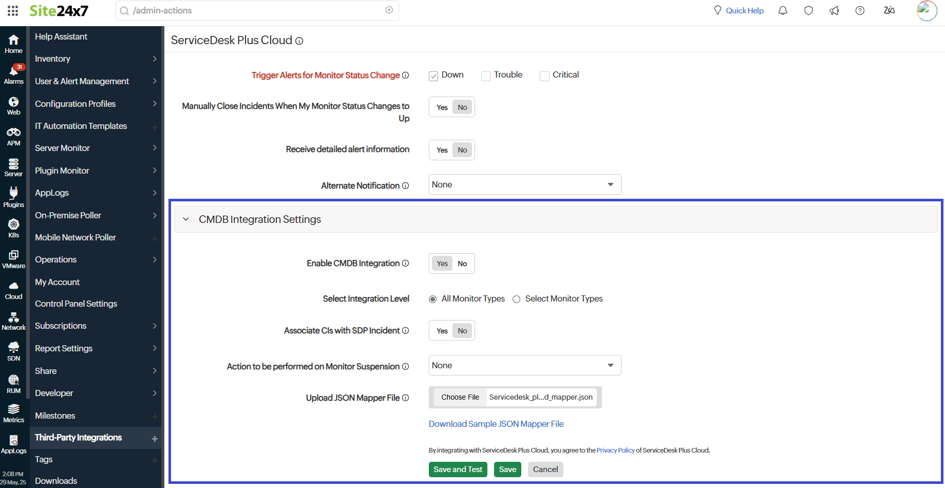 SDP CMDB settings